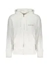 Calvin Klein Logo-print Zip-up Hoodie In White