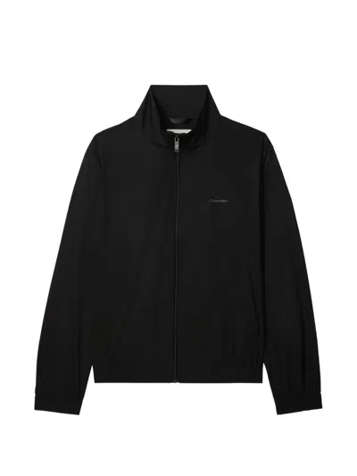 Calvin Klein Logo-print Zip-up Jacket In Black