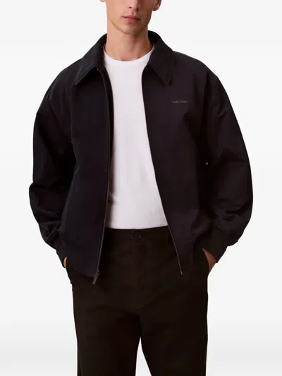 Calvin Klein Logo-print Zip-up Jacket In Black
