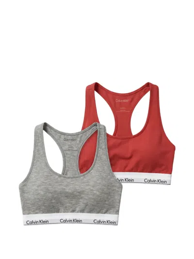 Calvin Klein Logo-trim Racerback Bra In Multi