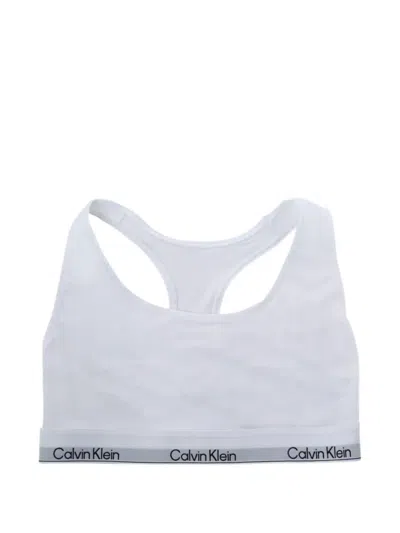Calvin Klein Logo-underband Racerback Bra In Gray