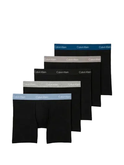 Calvin Klein Logo-waistband Boxers (set Of Five) In Black