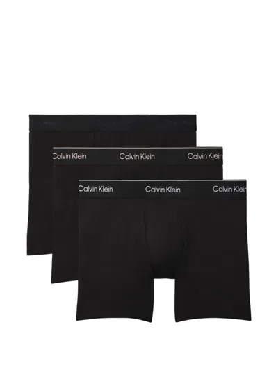 Calvin Klein Mens Black Branded-waistband Pack Of Three Cotton Trunks