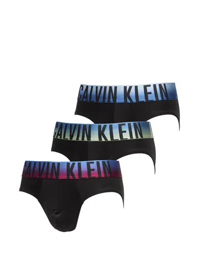 Calvin Klein Logo-waistband Briefs (pack Of Three) In Blue