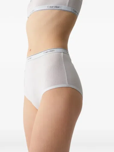 Calvin Klein Logo-waistband High-waisted Briefs In White