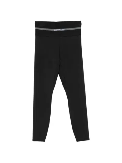 Calvin Klein Logo-waistband Leggings In Black