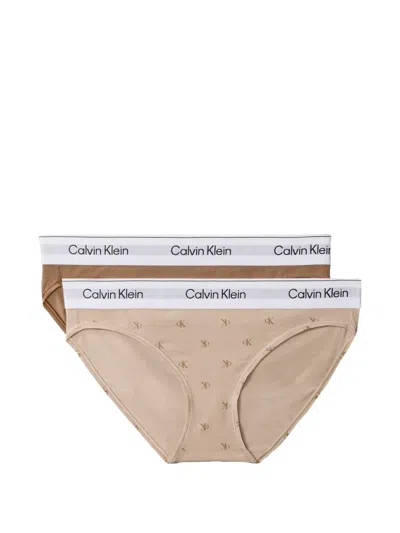 Calvin Klein Logo-waistband Monogram-print Briefs In Multi
