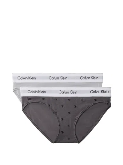 Calvin Klein Logo-waistband Monogram-print Briefs (pack Of Two) In Multi