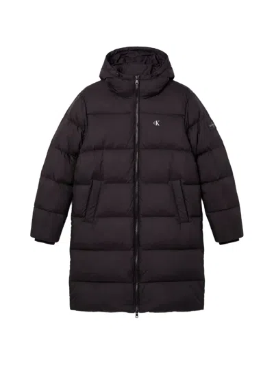 Calvin Klein Long Hooded Padded Jacket In Black