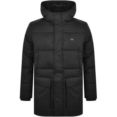 Calvin Klein Long Hooded Puffer Jacket Black