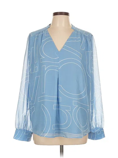 Pre-owned Calvin Klein Long Sleeve Blouse In Blue
