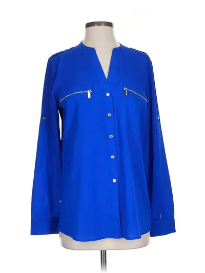 Pre-owned Calvin Klein Long Sleeve Blouse In Blue