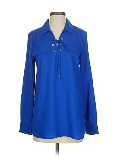 Pre-owned Calvin Klein Long Sleeve Blouse In Blue