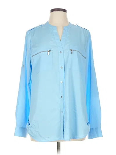 Pre-owned Calvin Klein Long Sleeve Blouse In Blue