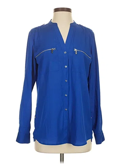 Pre-owned Calvin Klein Long Sleeve Blouse In Blue