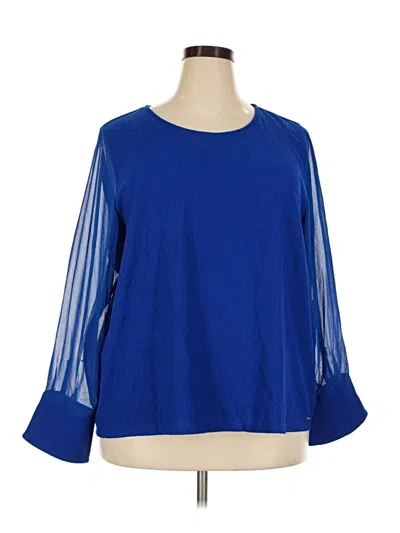 Calvin Klein Long Sleeve Blouse In Blue