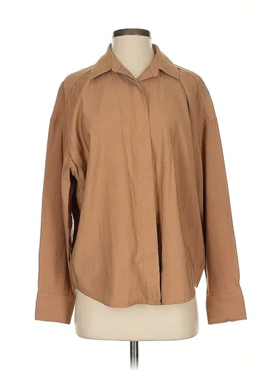 Pre-owned Calvin Klein Long Sleeve Blouse In Brown