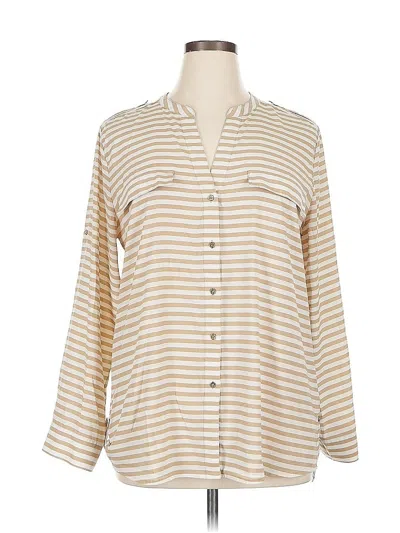 Pre-owned Calvin Klein Long Sleeve Blouse In Brown