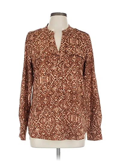 Pre-owned Calvin Klein Long Sleeve Blouse In Brown