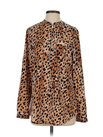 Pre-owned Calvin Klein Long Sleeve Blouse In Brown