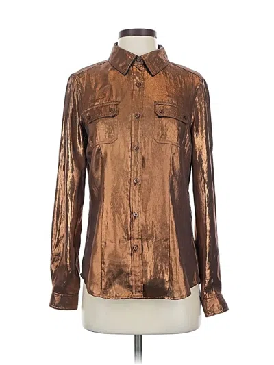 Pre-owned Calvin Klein Long Sleeve Blouse In Brown