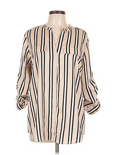 Calvin Klein Long Sleeve Blouse In Brown