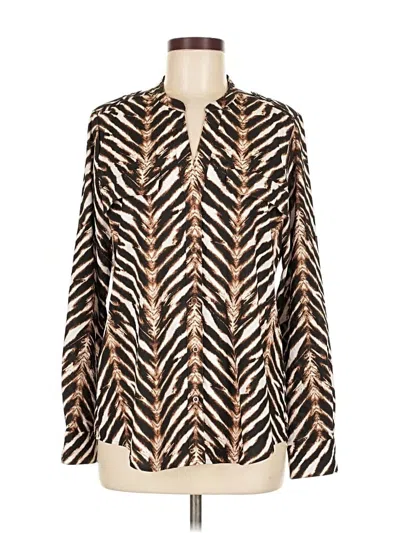 Pre-owned Calvin Klein Long Sleeve Blouse In Brown