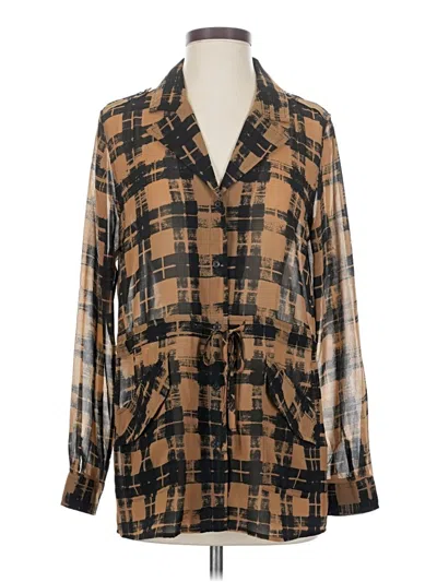 Pre-owned Calvin Klein Long Sleeve Blouse In Brown