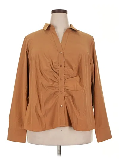 Calvin Klein Long Sleeve Blouse In Brown