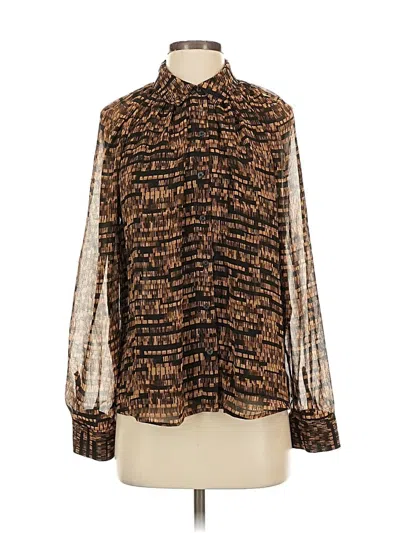 Pre-owned Calvin Klein Long Sleeve Blouse In Brown