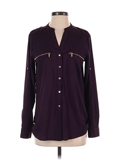 Pre-owned Calvin Klein Long Sleeve Blouse In Burgundy