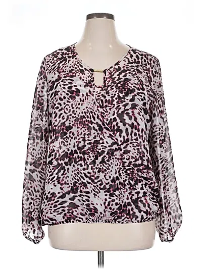 Pre-owned Calvin Klein Long Sleeve Blouse In Burgundy