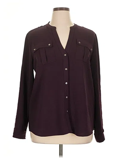 Pre-owned Calvin Klein Long Sleeve Blouse In Burgundy