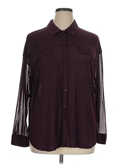 Pre-owned Calvin Klein Long Sleeve Blouse In Burgundy