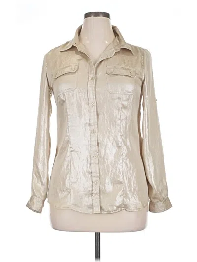 Pre-owned Calvin Klein Long Sleeve Blouse In Gold
