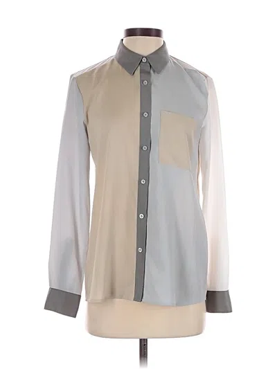 Pre-owned Calvin Klein Long Sleeve Blouse In Gray