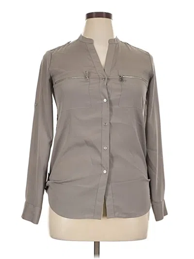 Pre-owned Calvin Klein Long Sleeve Blouse In Gray
