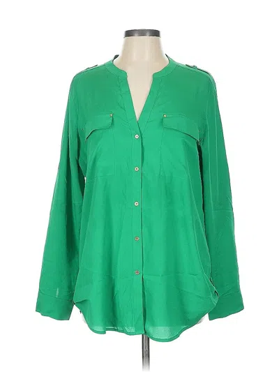 Pre-owned Calvin Klein Long Sleeve Blouse In Green