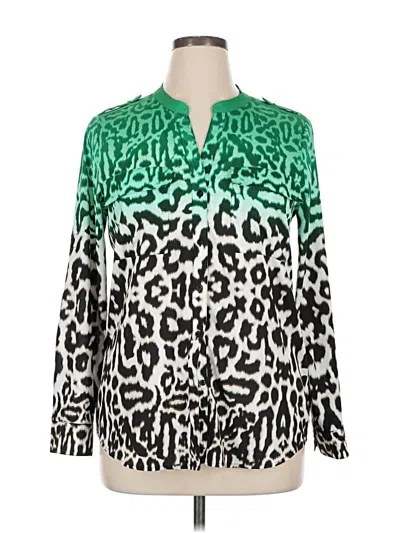Pre-owned Calvin Klein Long Sleeve Blouse In Green