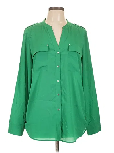 Pre-owned Calvin Klein Long Sleeve Blouse In Green