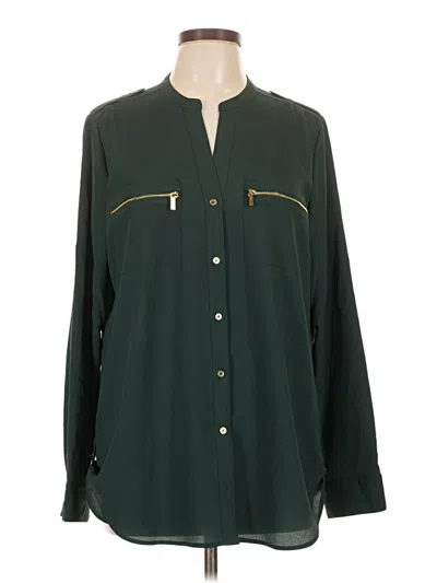 Pre-owned Calvin Klein Long Sleeve Blouse In Green