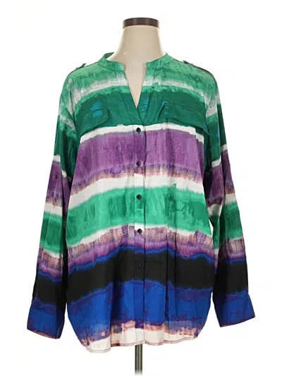 Pre-owned Calvin Klein Long Sleeve Blouse In Green