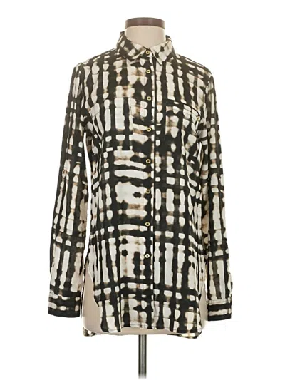 Pre-owned Calvin Klein Long Sleeve Blouse In Ivory