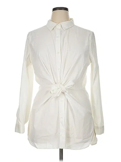 Pre-owned Calvin Klein Long Sleeve Blouse In Ivory