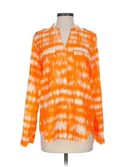 Pre-owned Calvin Klein Long Sleeve Blouse In Orange