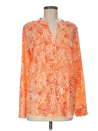 Pre-owned Calvin Klein Long Sleeve Blouse In Orange