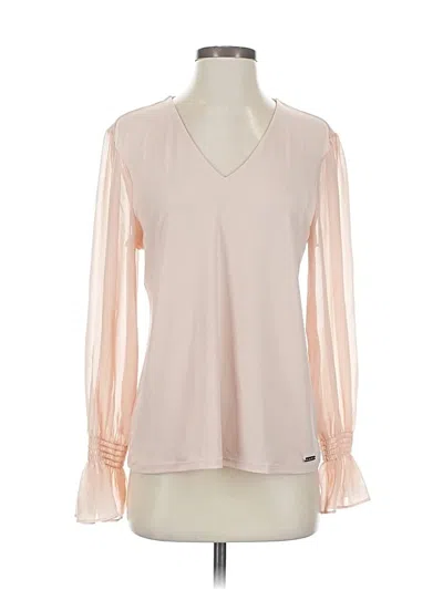 Pre-owned Calvin Klein Long Sleeve Blouse In Pink