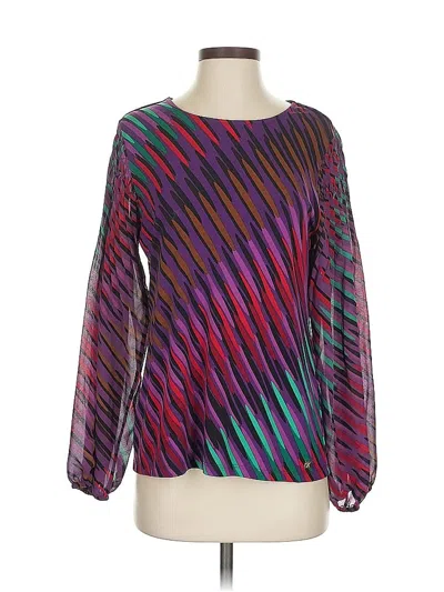 Pre-owned Calvin Klein Long Sleeve Blouse In Purple