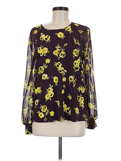 Calvin Klein Long Sleeve Blouse In Purple