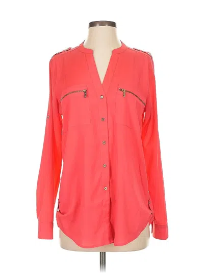 Pre-owned Calvin Klein Long Sleeve Blouse In Red